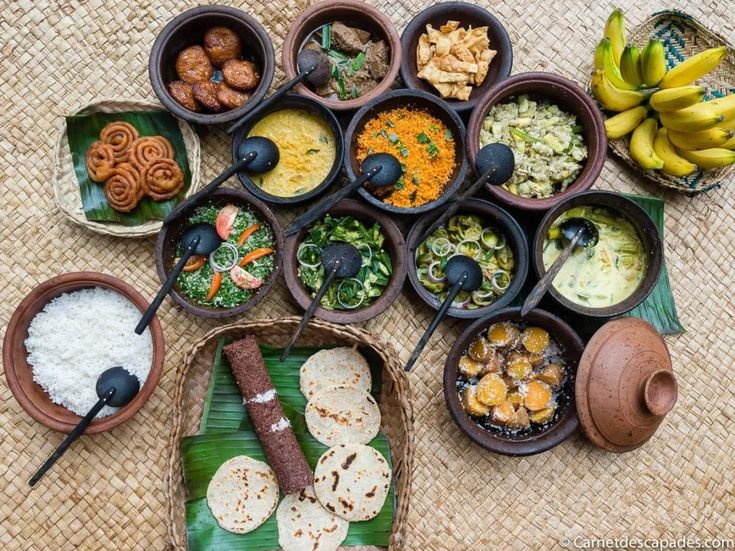 Traditional rice and curry meal